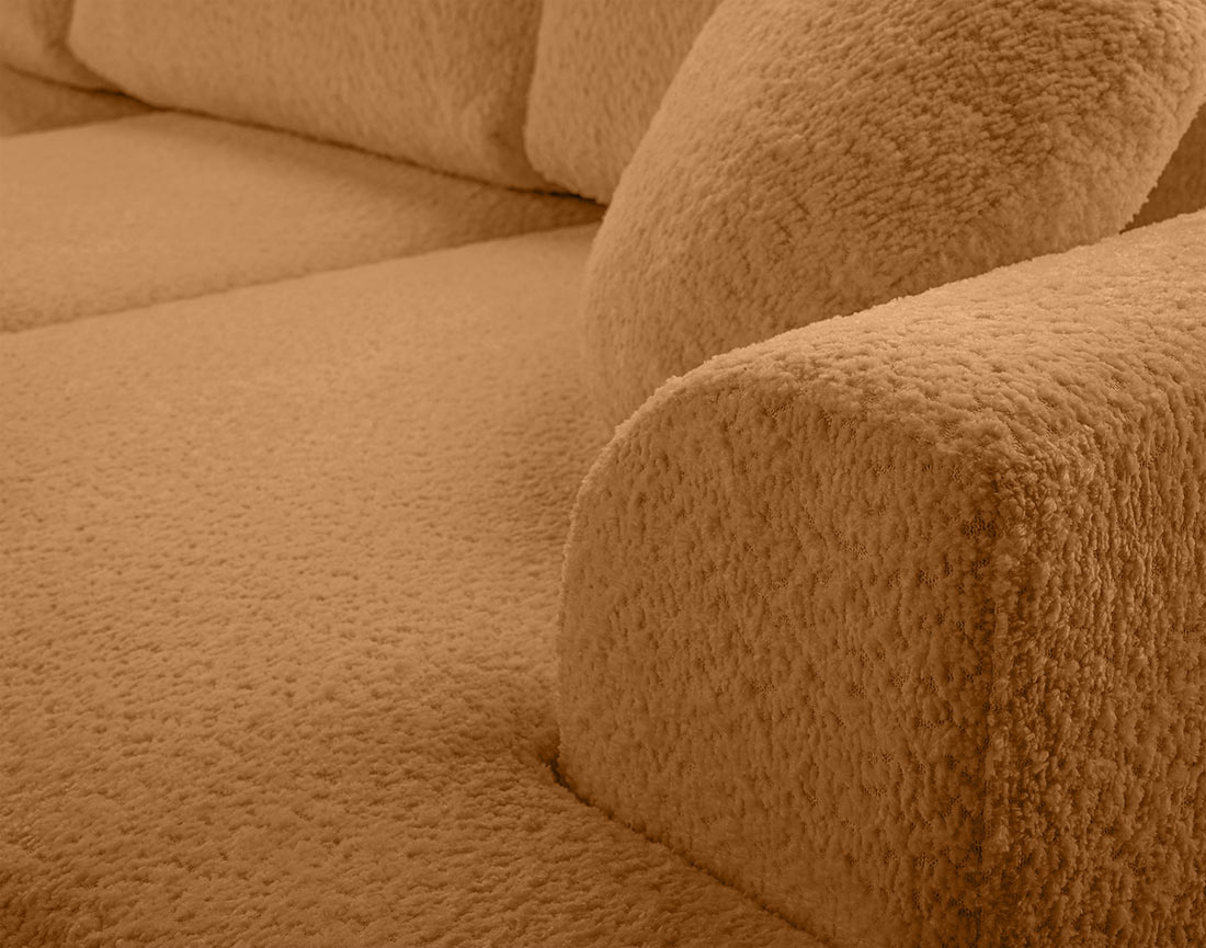 Canapé d'angle gauche 4 places convertible en tissu bouclette Candela