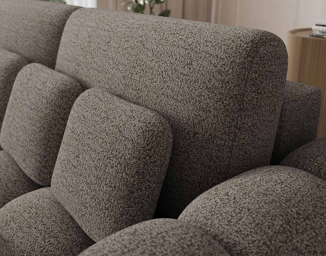 Canapé droit 3 places convertible avec coffre en tissu bouclette Dorian