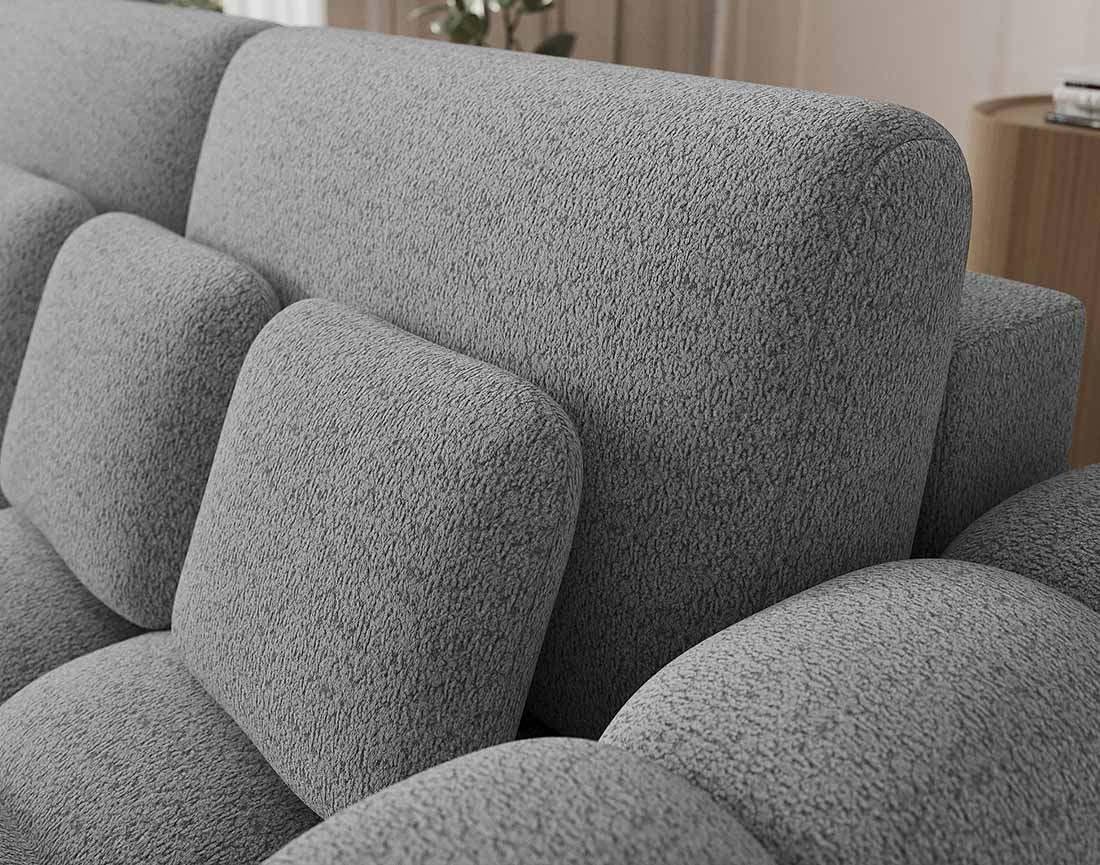 Canapé droit 3 places convertible avec coffre en tissu bouclette Dorian