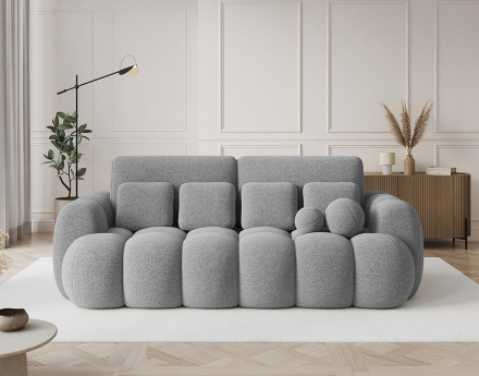 Canapé droit 3 places convertible avec coffre en tissu bouclette Dorian