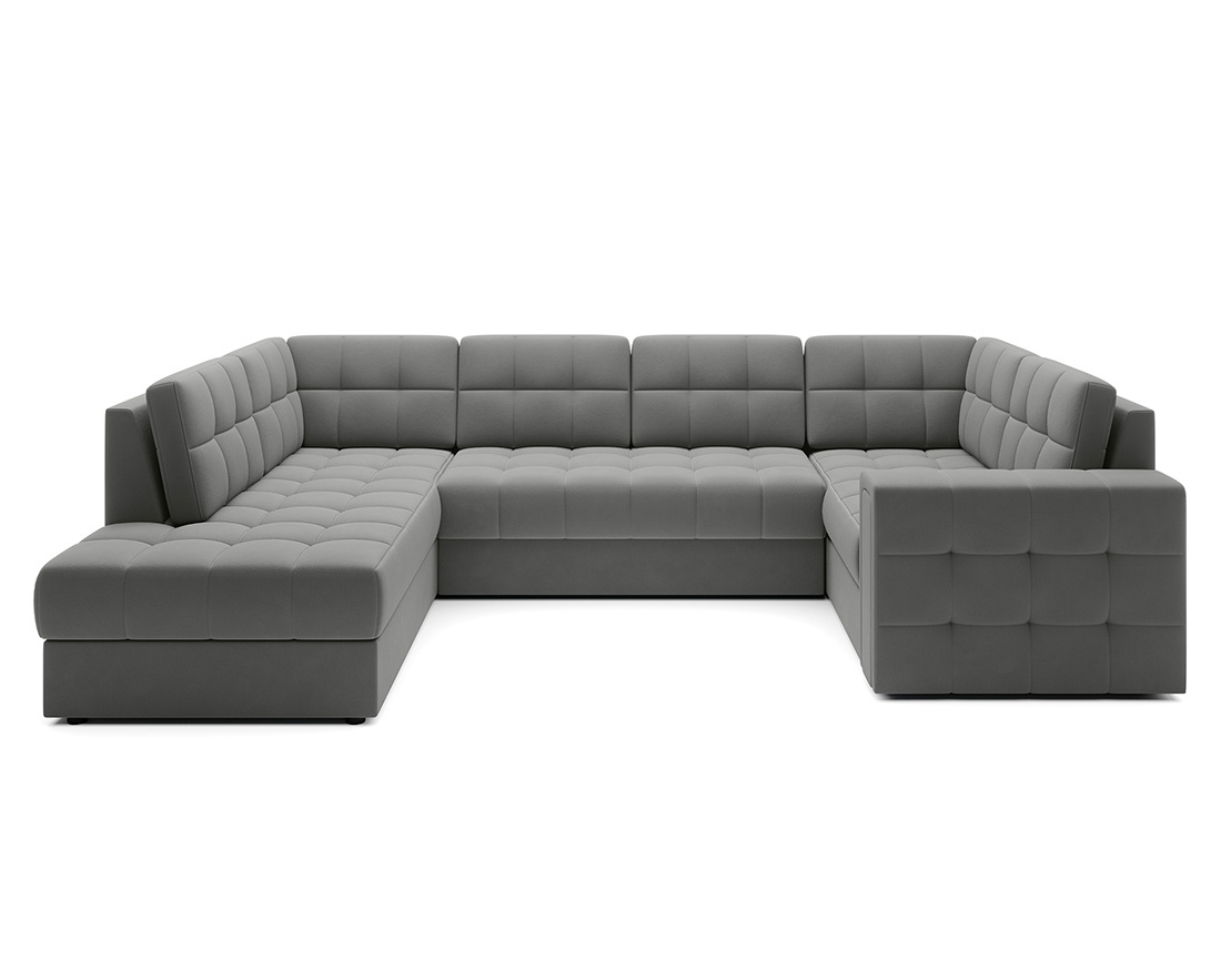 Canapé panoramique d'angle droit 7 places convertible avec coffre en velours Nappa