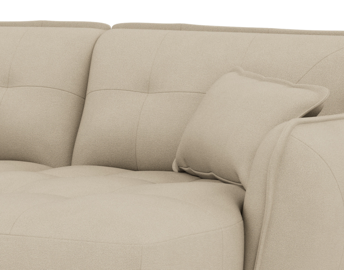 Canapé droit 4 places avec double méridienne assise profonde en tissu texturé Thais