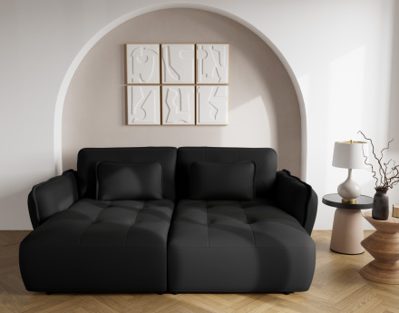 Canapé droit 4 places avec double méridienne assise profonde en tissu texturé Thais