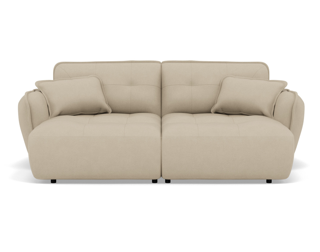 Canapé droit 4 places avec double méridienne assise profonde en tissu texturé Thais