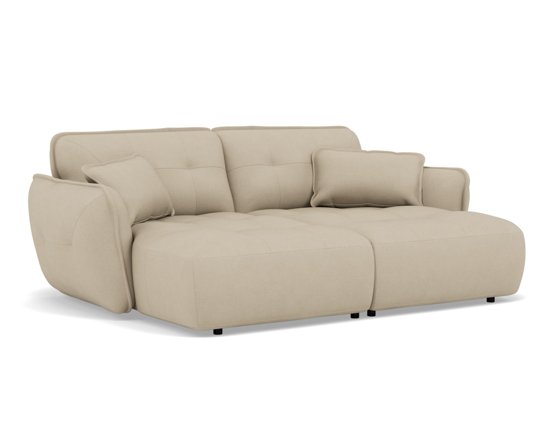 Canapé droit 4 places avec double méridienne assise profonde en tissu texturé Thais