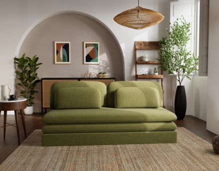 Canapé 3 places convertible déplimousse en velours texturé Ysal