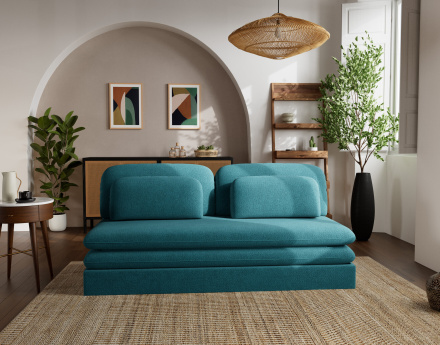 Canapé 3 places convertible déplimousse en velours texturé Ysal