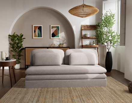 Canapé 3 places convertible déplimousse en velours texturé Ysal