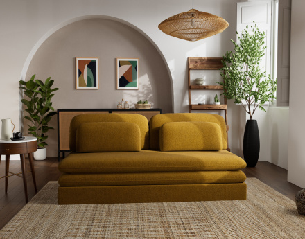 Canapé 3 places convertible déplimousse en velours texturé Ysal