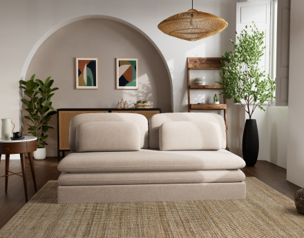 Canapé 3 places convertible déplimousse en velours texturé Ysal