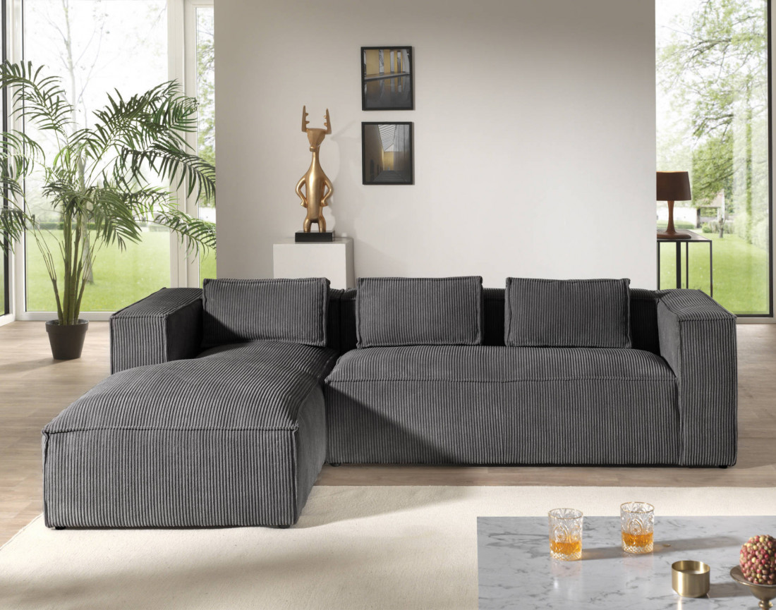 Stella - canapé d'angle en velours côtelé - 4 places - style contemporain  - gauche
