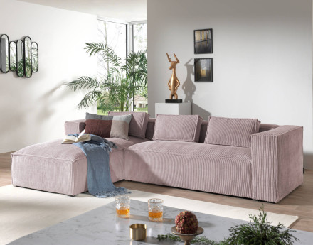 Stella - canapé d'angle en velours côtelé - 4 places - style contemporain  - gauche
