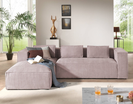 Stella - canapé d'angle en velours côtelé - 4 places - style contemporain  - gauche