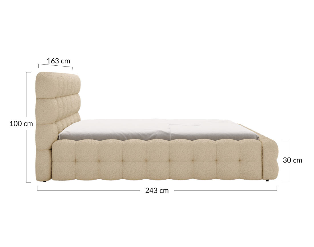 Lit coffre 140x200 cm sommier inclus en tissu bouclette Darling
