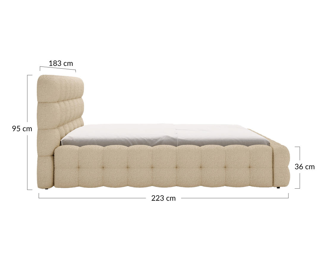 Lit coffre 160x200 cm sommier inclus en tissu bouclette Darling