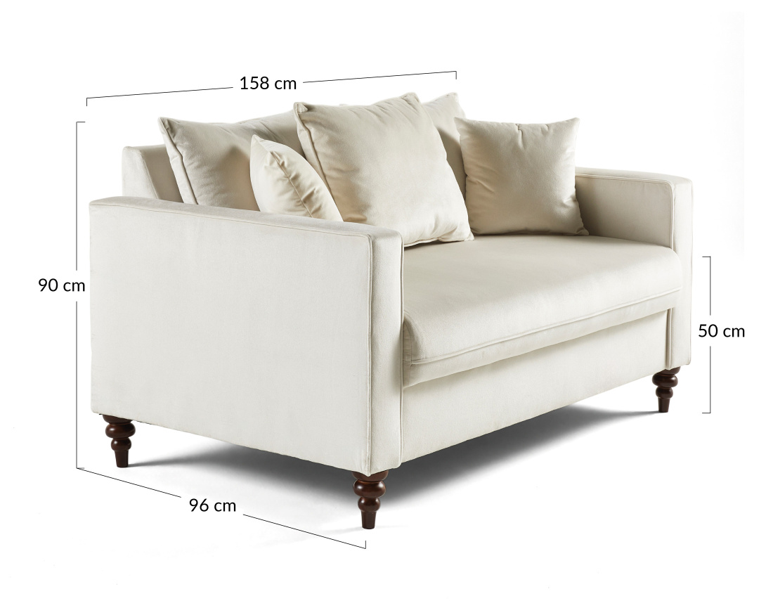 Canapé droit 2 places en velours Flamingo