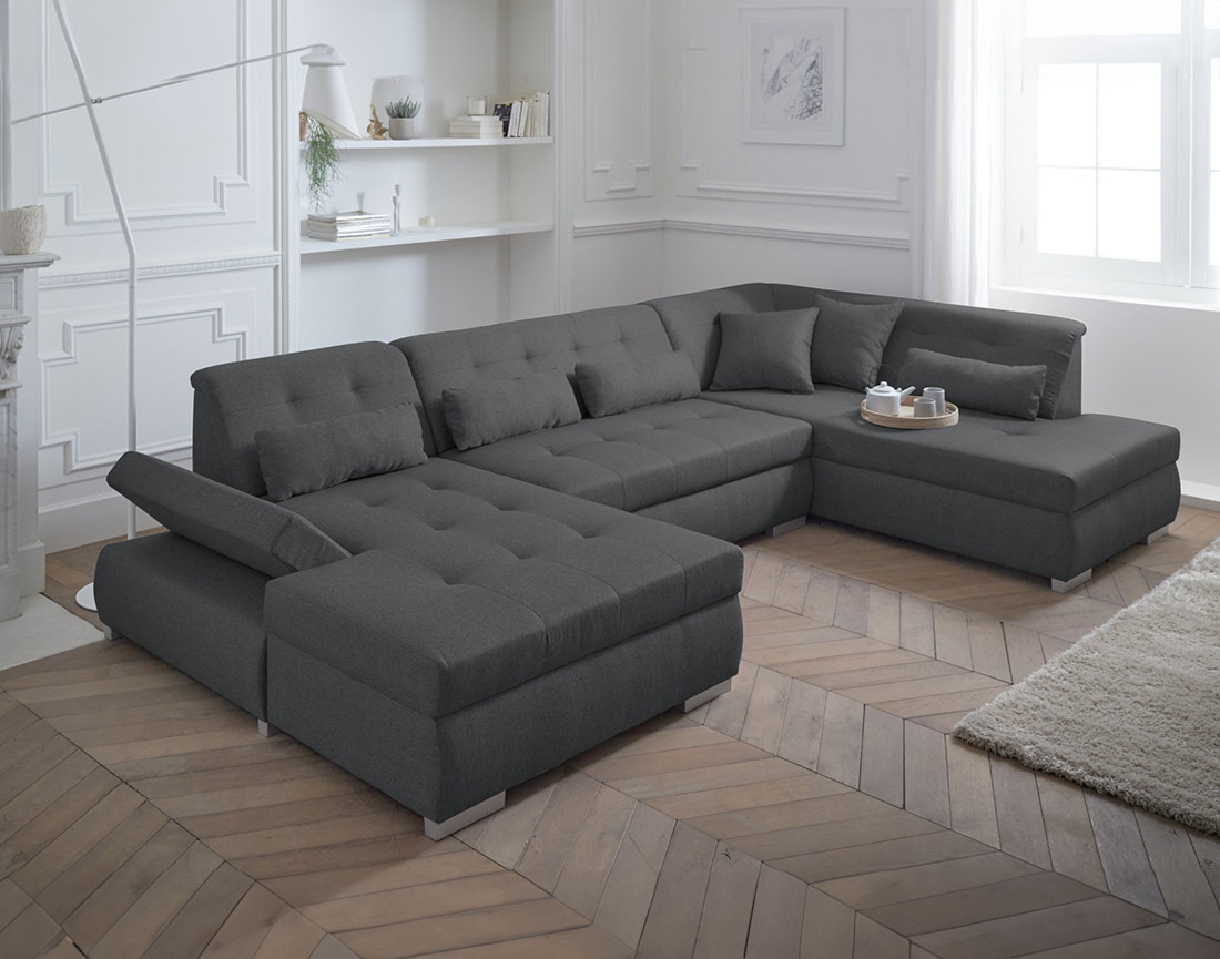 Canapé panoramique d'angle droit 7 places XXL Vermont