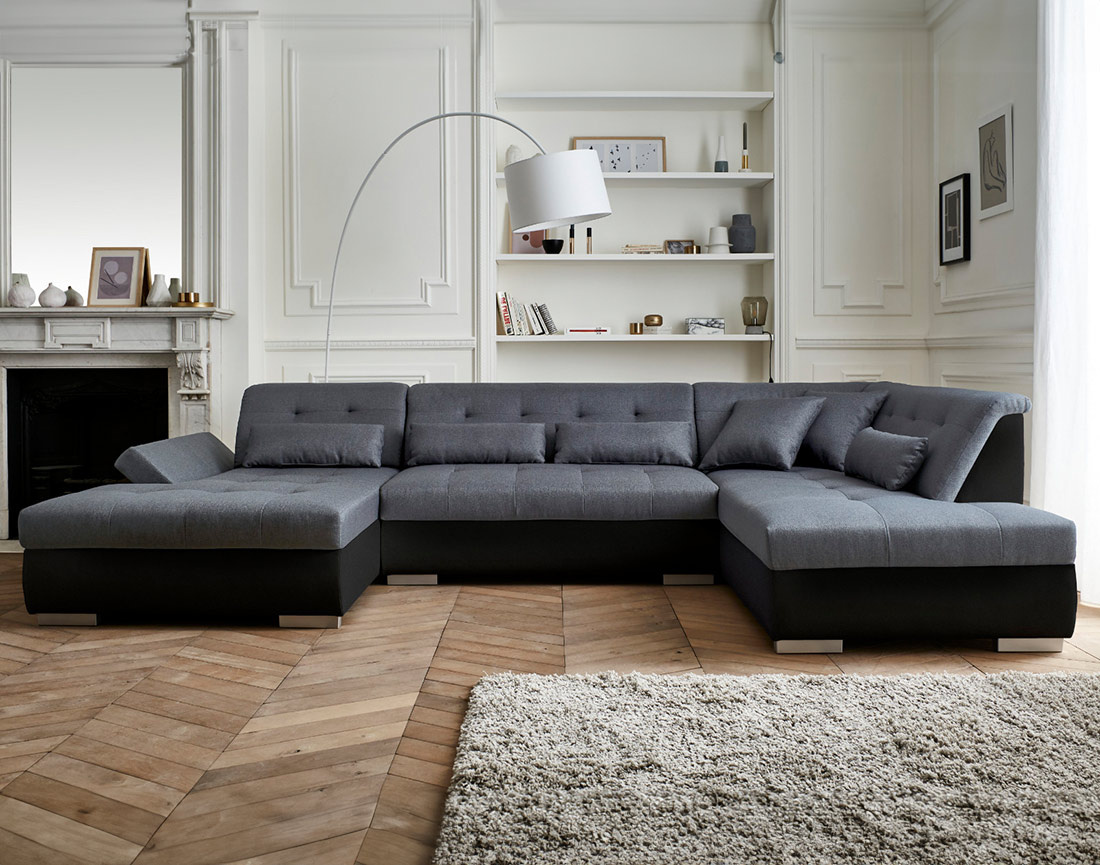 Canapé panoramique d'angle droit 7 places XXL Vermont