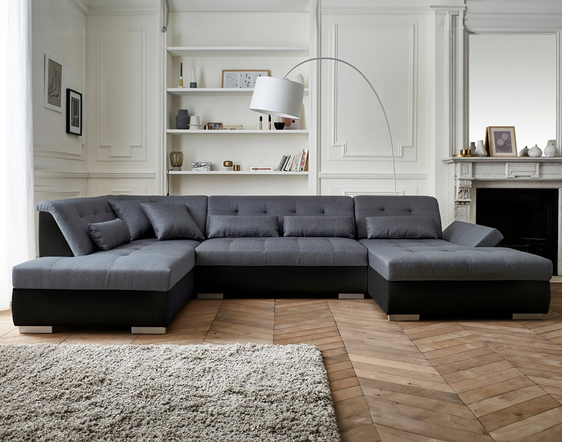 Canapé panoramique d'angle gauche 7 places XXL Vermont