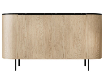 Buffet bas 139 cm 2 portes et 1 étagère plateau effet marbre Sansa