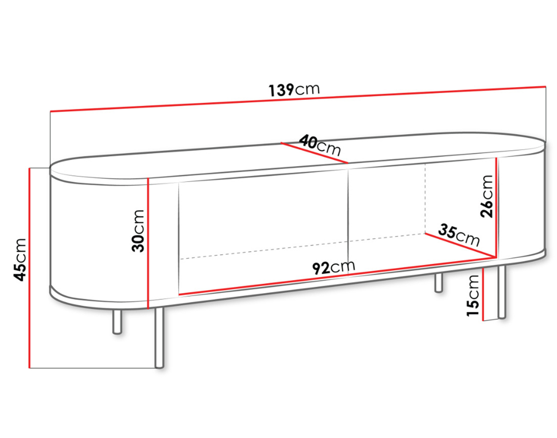 Meuble tv 139 cm 2 portes plateau effet marbre Sansa