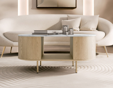 Table basse 100 cm 1 niche plateau effet marbre Sansa