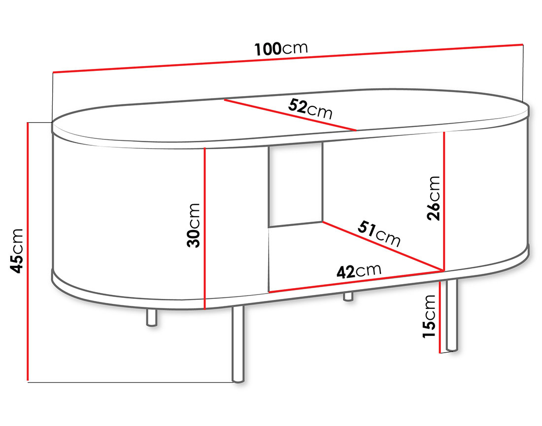 Table basse 100 cm 1 niche plateau effet marbre Sansa