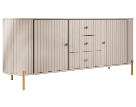 Buffet bas 178 cm 3 tiroirs, 2 portes et 2 étagères Jaime