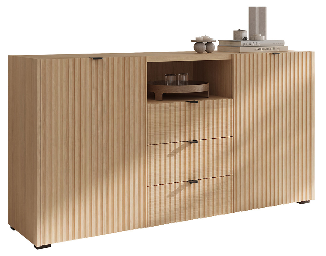 Buffet bas 150 cm 2 portes, 3 tiroirs et 1 niche Judy