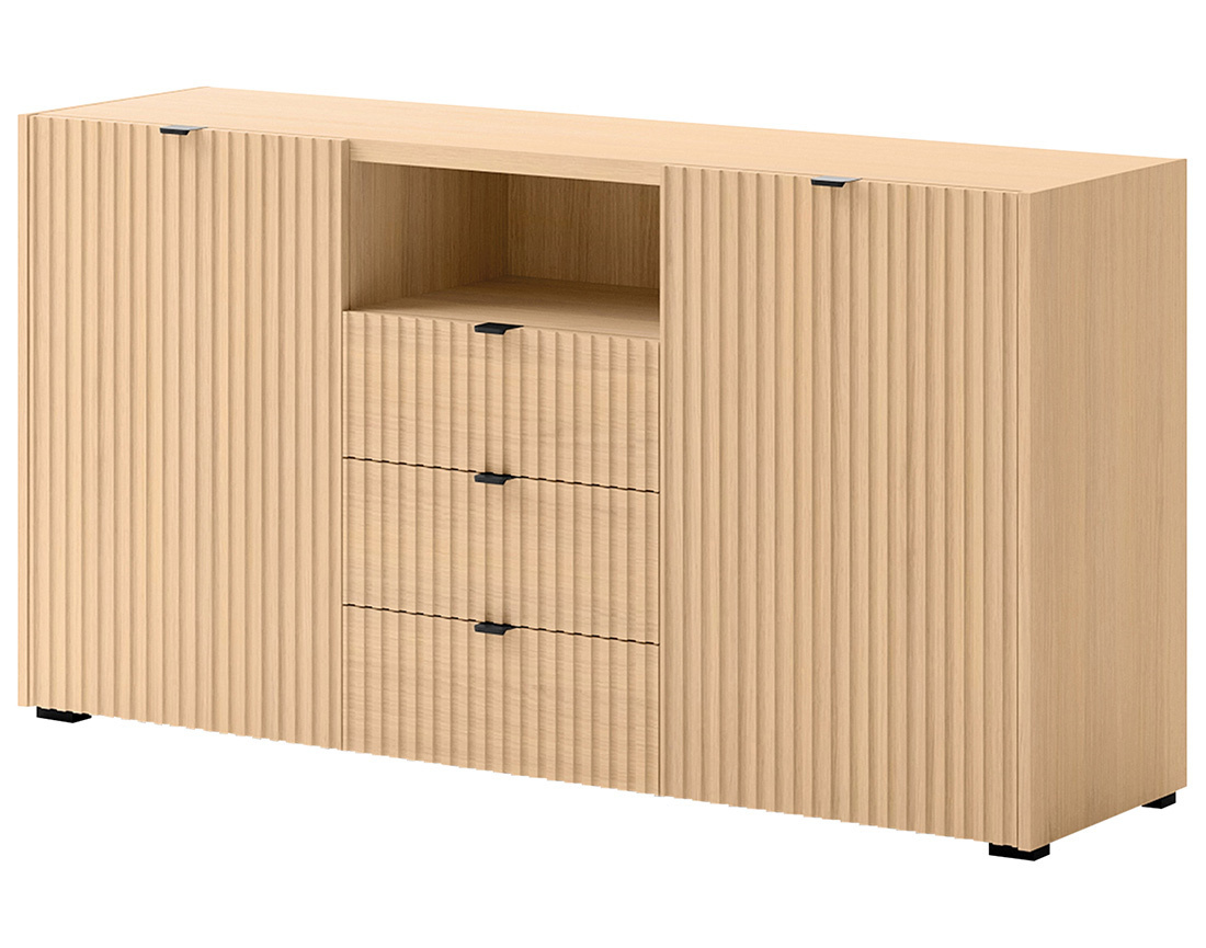 Buffet bas 150 cm 2 portes, 3 tiroirs et 1 niche Judy