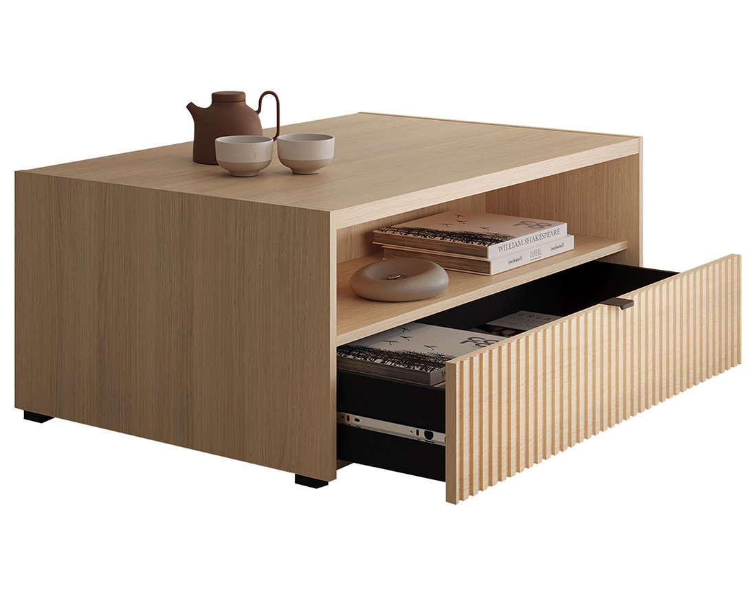 Table basse 100 cm 1 tiroir et 1 niche Judy