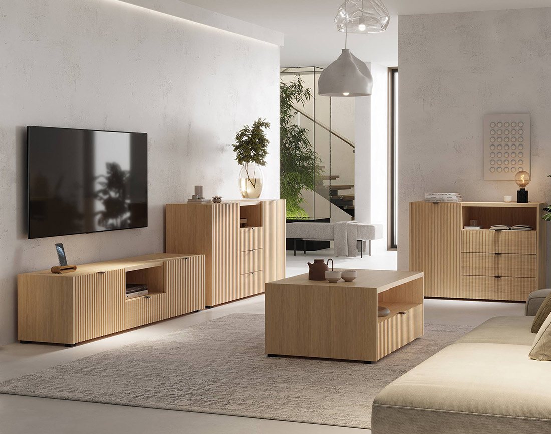 Table basse 100 cm 1 tiroir et 1 niche Judy