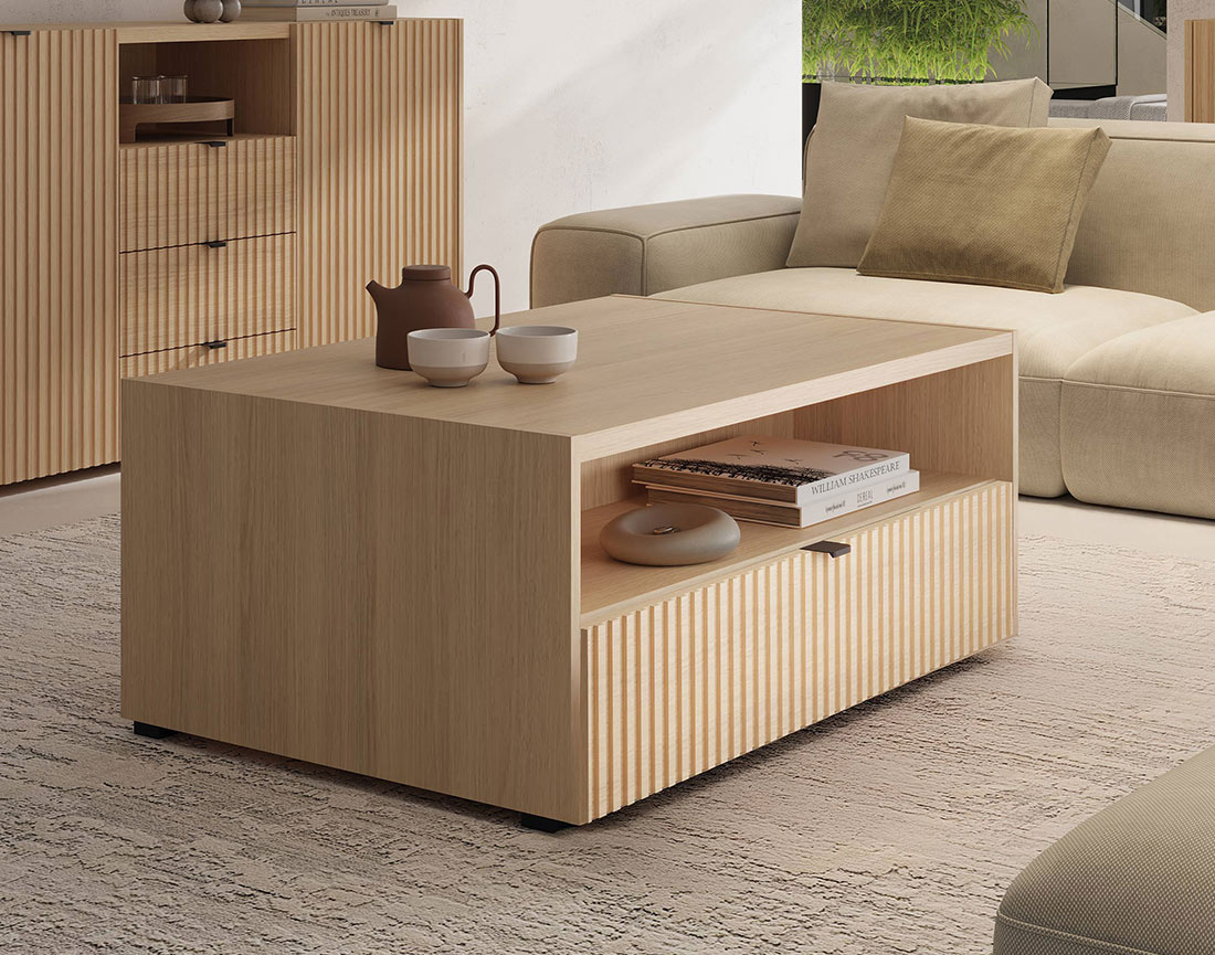 Table basse 100 cm 1 tiroir et 1 niche Judy