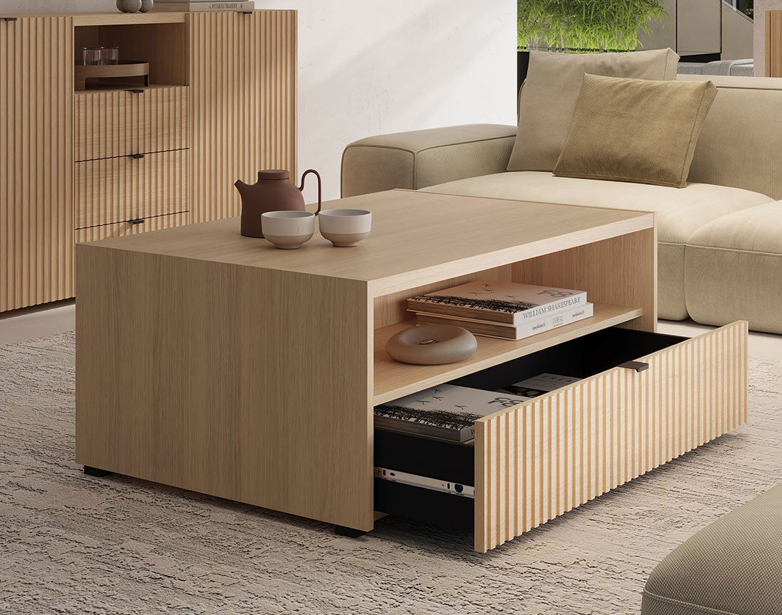 Table basse 100 cm 1 tiroir et 1 niche Judy