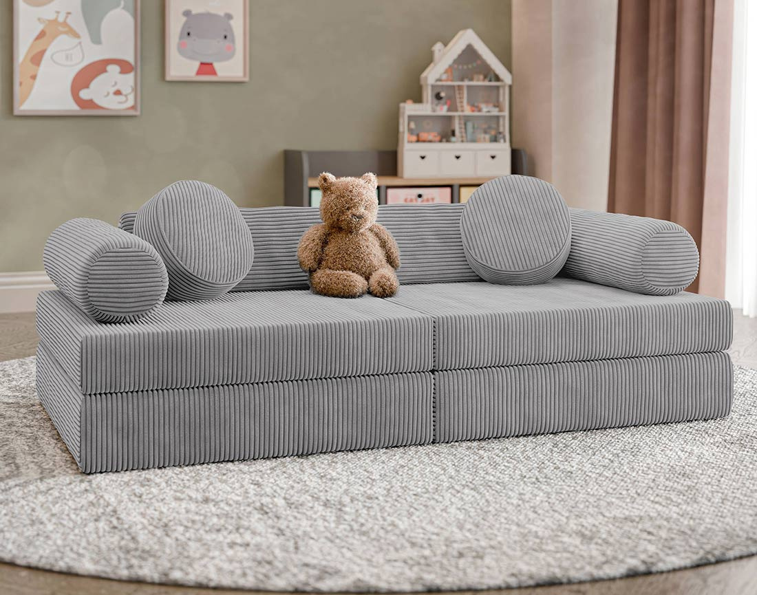 Canapé droit 2 places en velours côtelé Ines