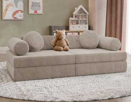 Canapé droit 2 places en velours côtelé Ines