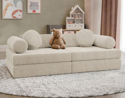 Canapé droit 2 places en velours côtelé Ines