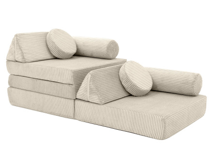 Canapé droit 2 places en velours côtelé Ines