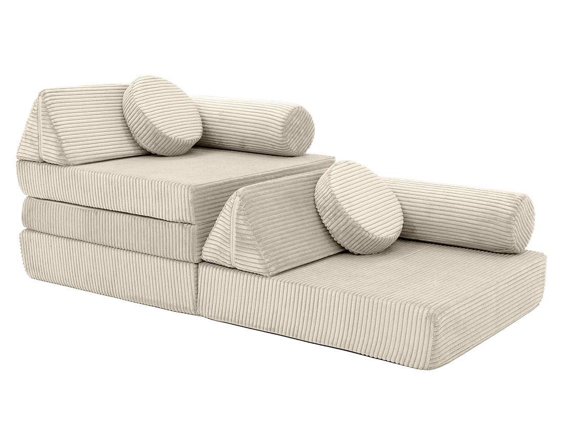 Canapé droit 2 places en velours côtelé Ines