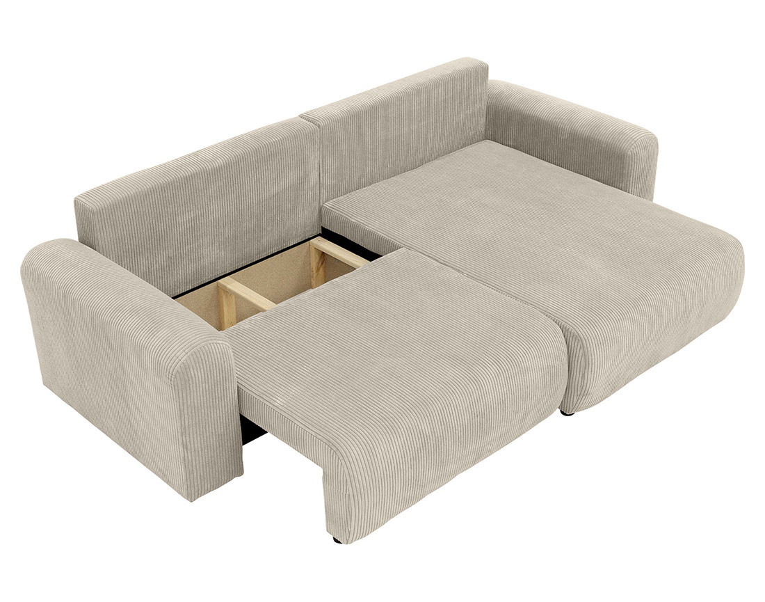 Canapé d'angle réversible 4 places convertible avec coffre en velours côtelé Naomi