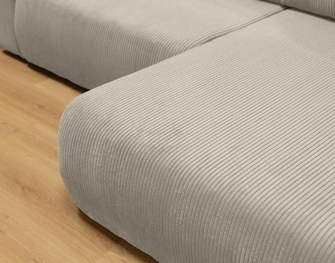 Canapé d'angle réversible 4 places convertible avec coffre en velours côtelé Naomi