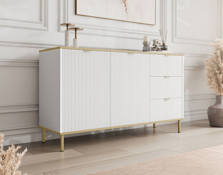 Buffet bas 135 cm 3 tiroirs et 2 portes Hope