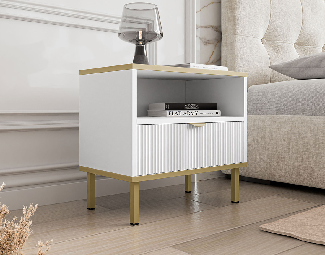 Table de chevet 50 cm 1 tiroir et 1 niche Hope