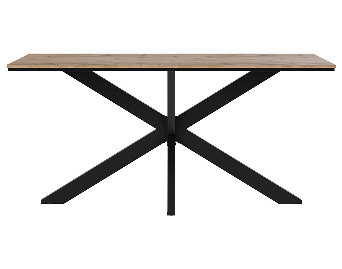 Table à manger plateau effet bois pieds en métal 4 à 6 personnes Tom