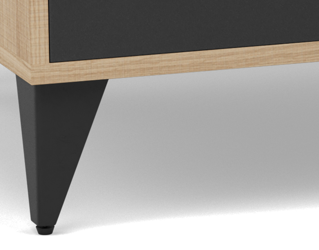 Table basse bois et métal noir 1 tiroir et 1 niche 110 cm Tribeca