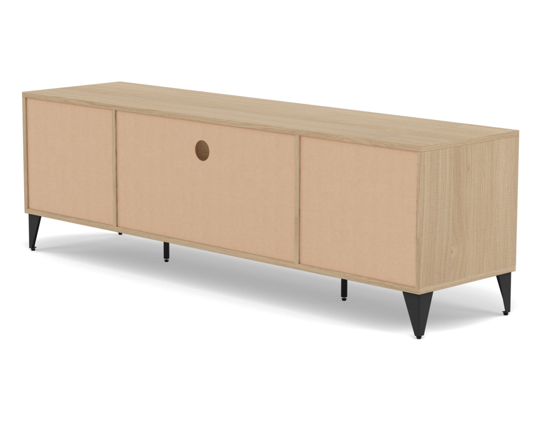 Meuble tv bois et métal noir 2 portes et 1 tiroir 160 cm Tribeca