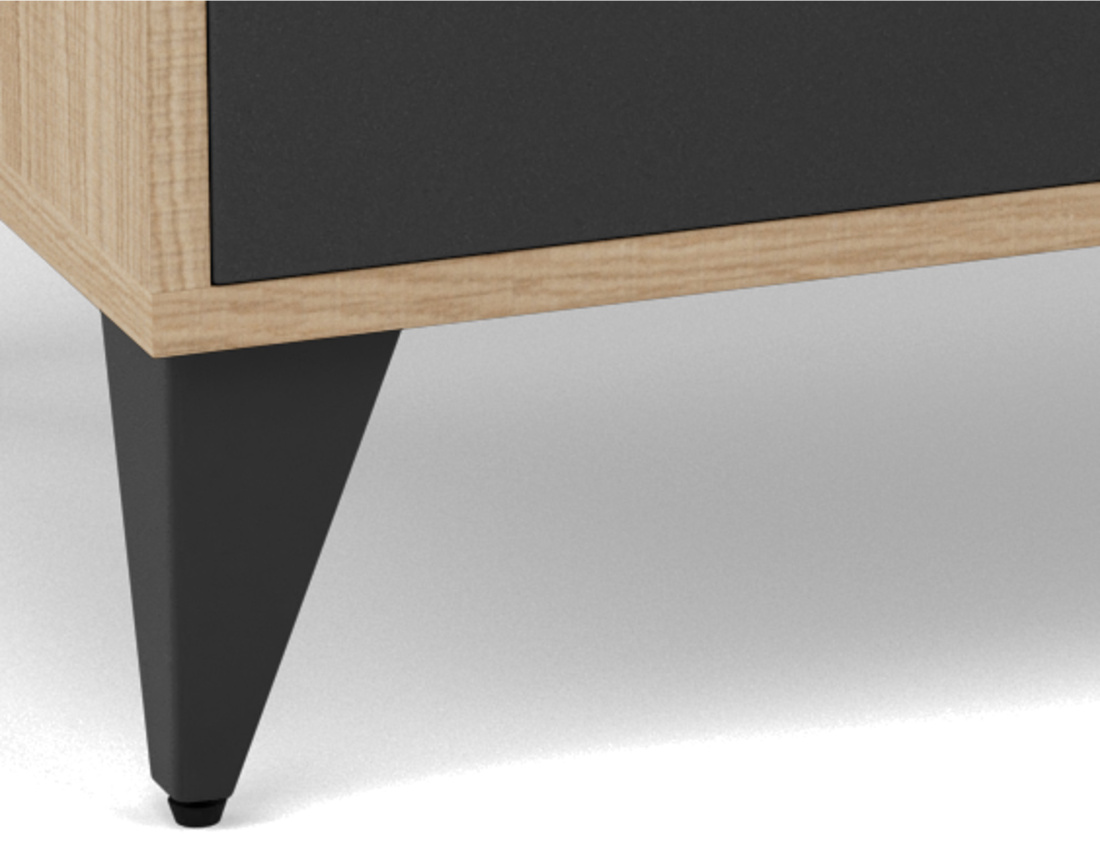 Meuble tv bois et métal noir 2 portes et 2 tiroirs 200 cm Tribeca