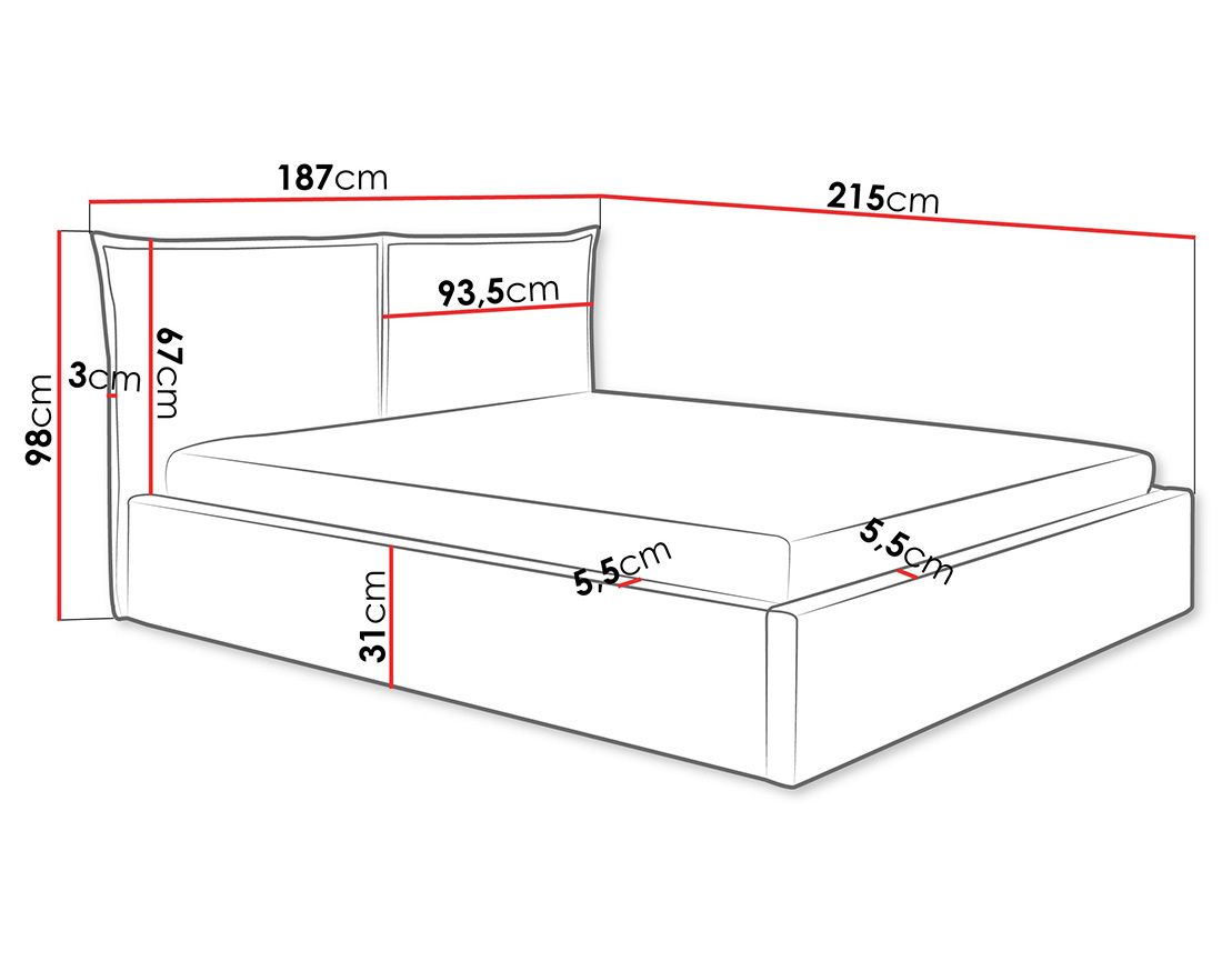 Lit coffre 160x200 cm en velours sommier inclus John
