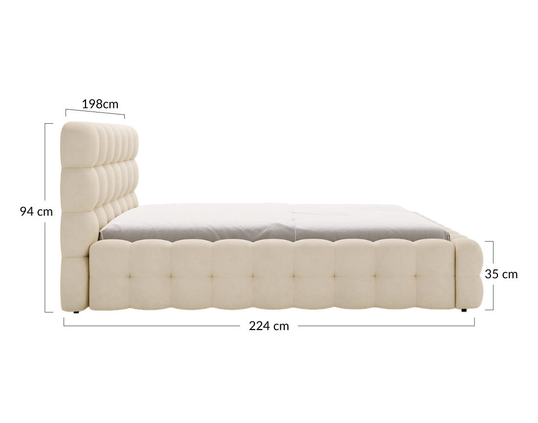 Lit coffre 180x200 cm sommier inclus en velours Darling