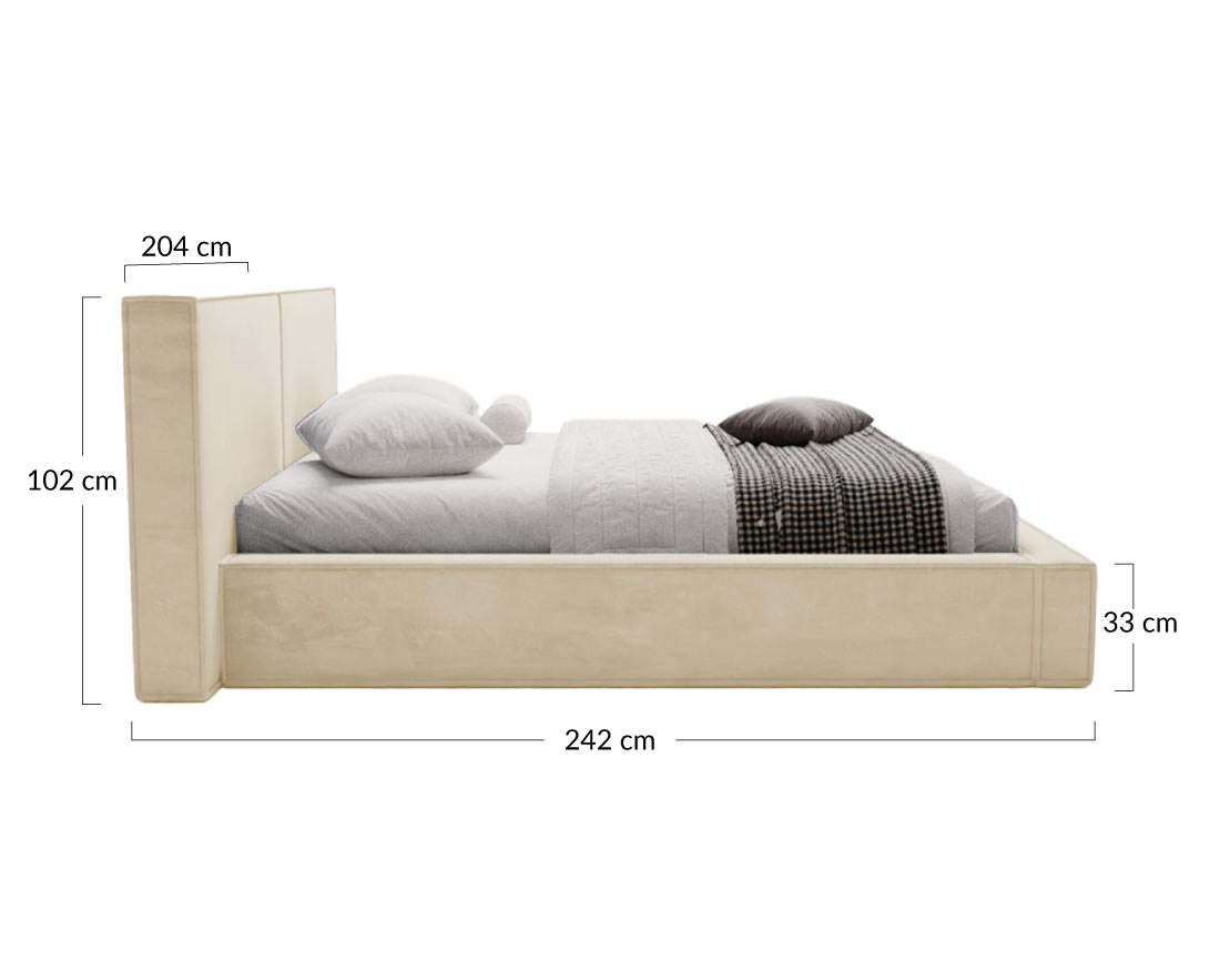 Lit coffre 180x200 cm sommier inclus en velours Eros